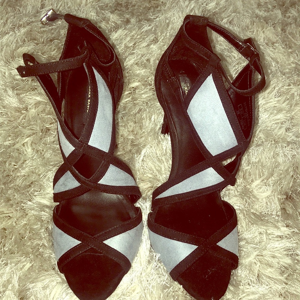 Zara Contrast Strappy Heels